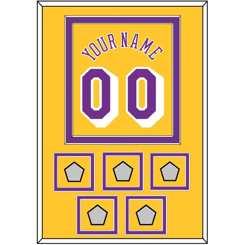 Los Angeles Name & Number With 5 Trophy Patches - Home Yellow (1978-1997) - Double Mat 2