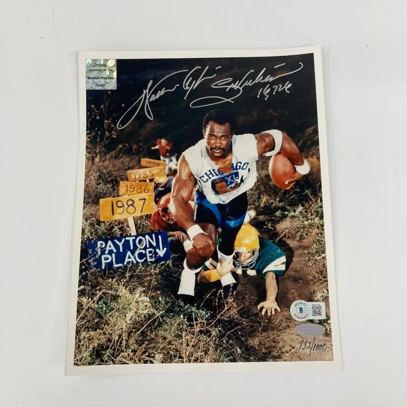 Walter Payton "Sweetness 16,726 Yards" Signed Inscribed 8x10 Photo Beckett COA
