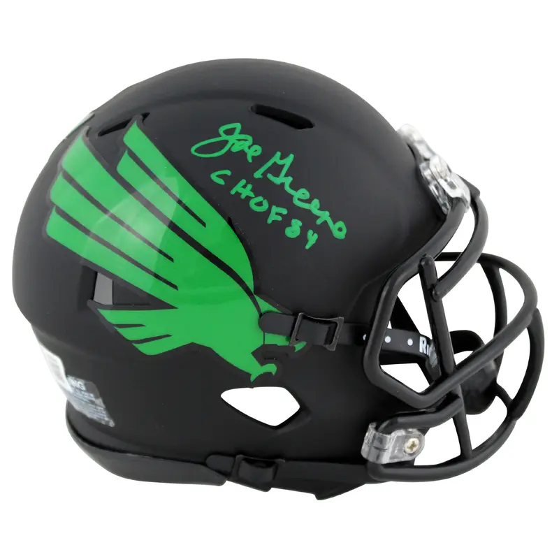 North Texas Joe Greene "CHOF 87" Signed Black Speed Mini Helmet BAS Witnessed
