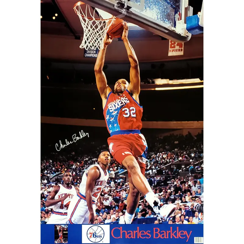 Charles Barkley "Philly Slam" Vintage Philadelphia 76ers Poster - Marketcom 1990