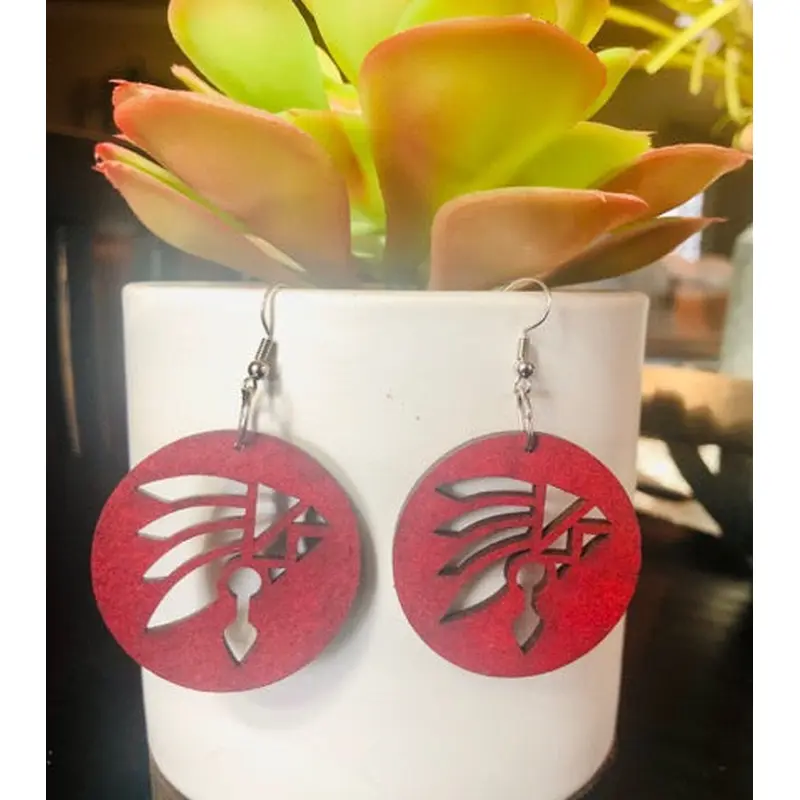 Wood Indian Headdress Earrings