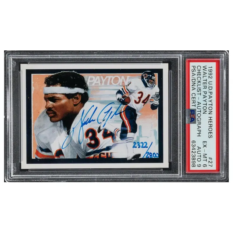 1992 Upper Deck Heroes Walter Payton Signed Autographed Football Card UDA & PSA
