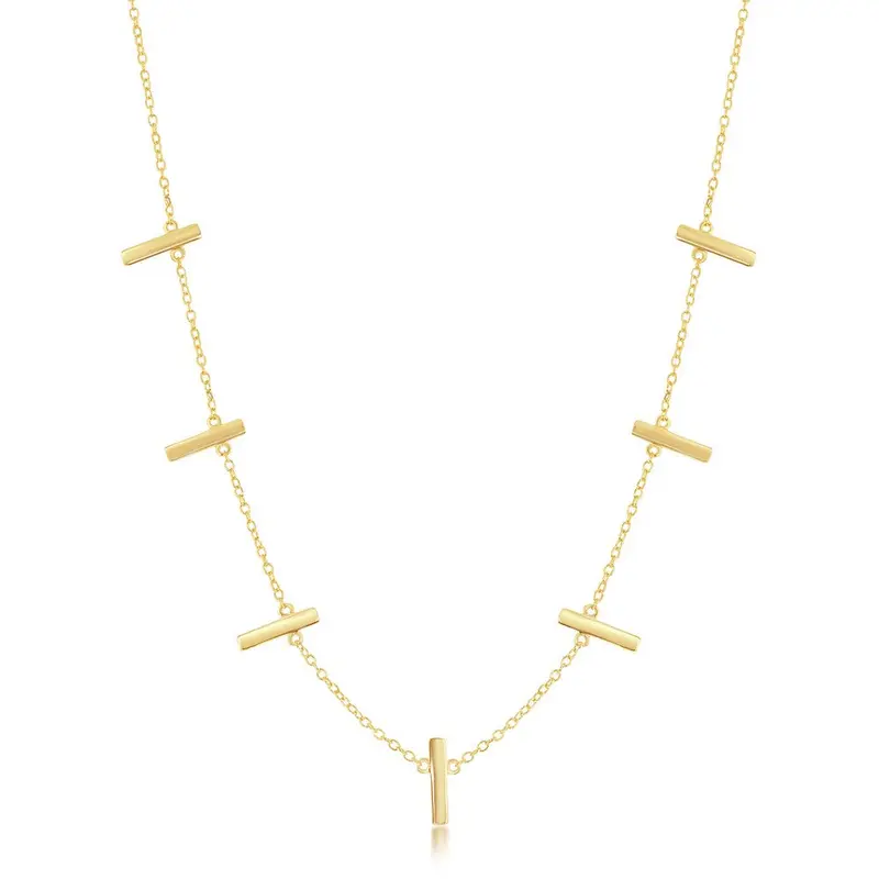 Sterling Silver Verticle Bars Necklace - Gold Plated