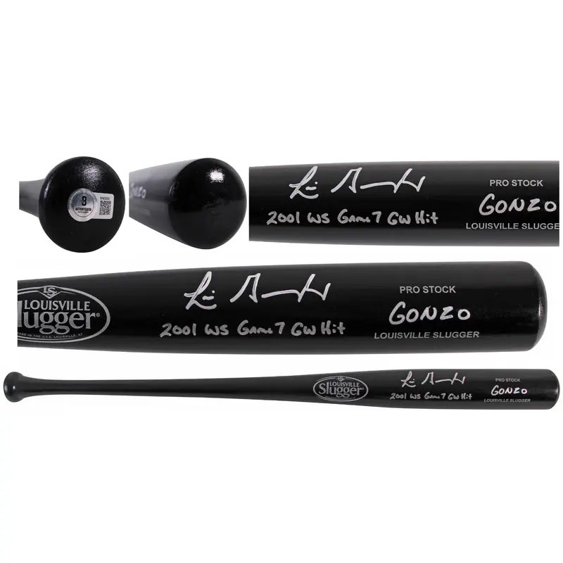 D-Backs Luis Gonzalez "2x Insc" Signed Black Louisville Slugger Bat BAS Witness