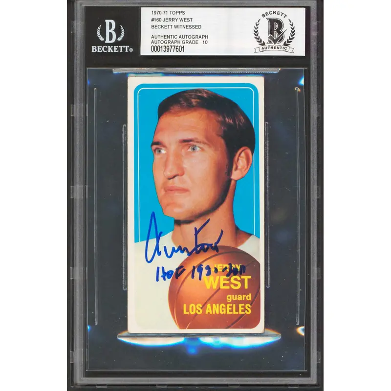 Lakers Jerry West "HOF 1980-2010" Signed 1970 Topps #160 Card Auto 10! BAS Slab