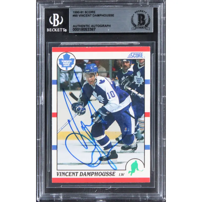 Maple Leafs Vincent Damphousse Authentic Signed 1990 Score #95 Card BAS Slabbed