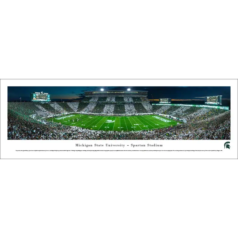 Michigan State Spartans Football "Stripe Night" Panoramic Poster Print - Blakeway 2015