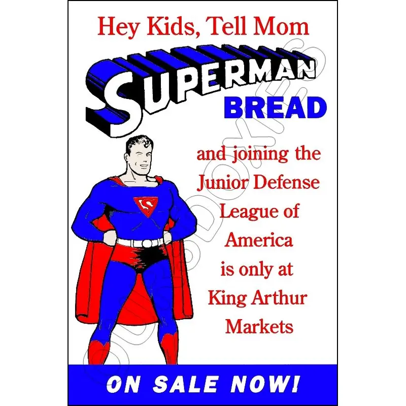 1941 Superman Bread Store Counter Standup Sign - King Arthur Markets - 2610