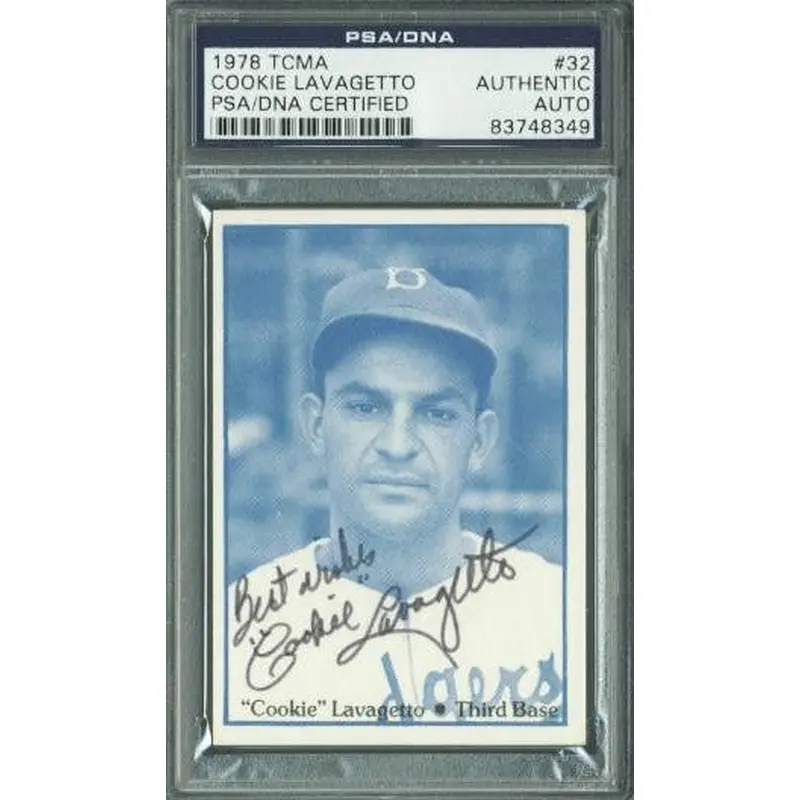 Dodgers Cookie Lavagetto Authentic Signed Card 1978 Tcma #32 PSA/DNA Slabbed