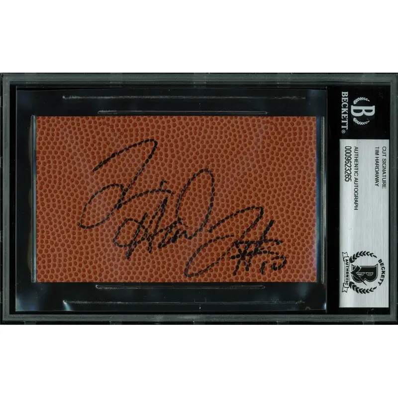 Warriors Tim Hardaway Authentic Signed 3x5 Basketball Cut Signature BAS Slabbed