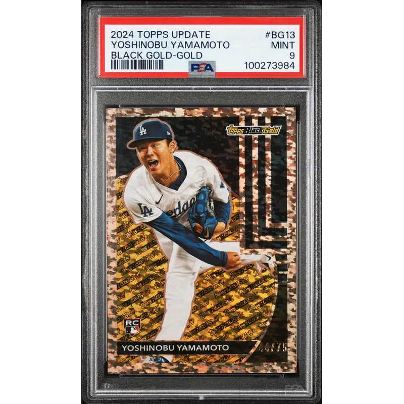 Yoshinobu Yamamoto 2024 Topps Update Black Gold Gold #44/75 PSA 9 Mint