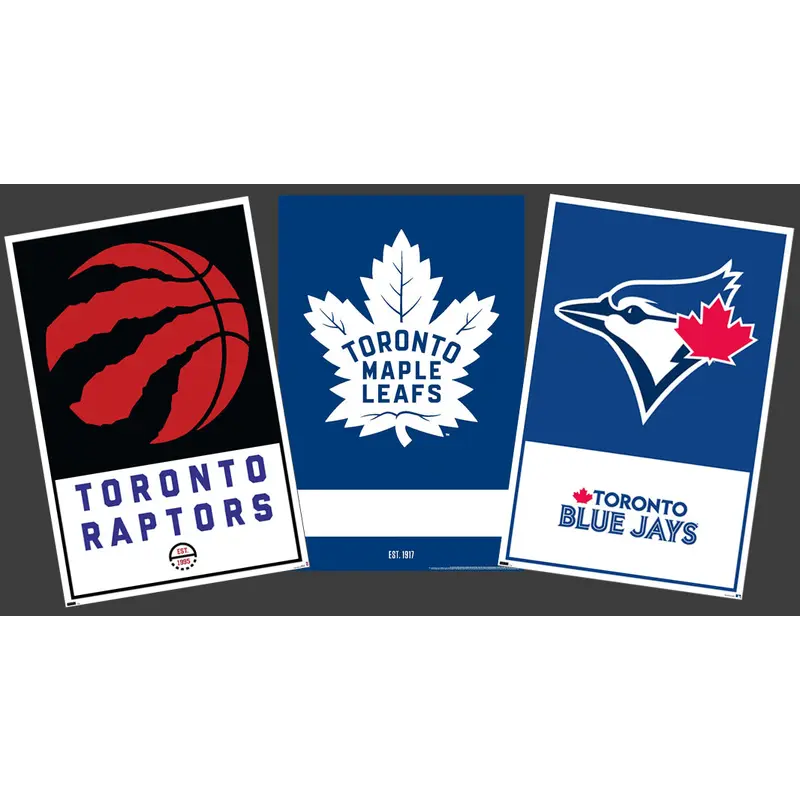 COMBO: Toronto Sports Teams 3-Poster Combo Set (Maple Leafs, Raptors, Blue Jays)