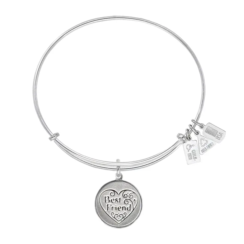 Best Friend Filigree Heart Charm Bangle