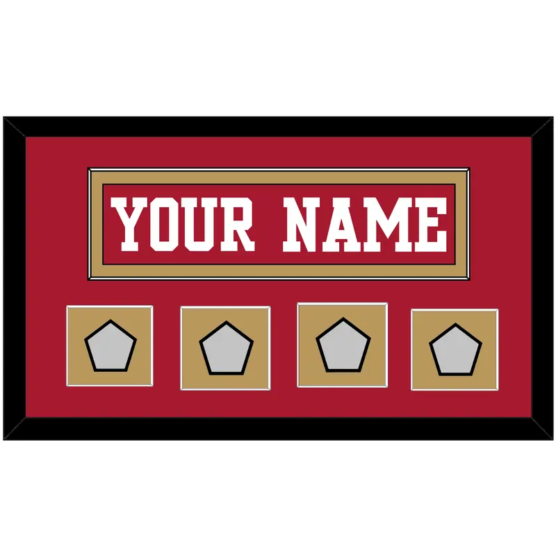San Francisco Nameplate & 4 Super Bowl Patches - Home Red - Single Mat 2