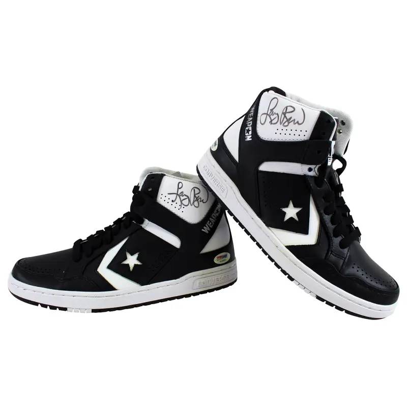 Celtics Larry Bird Signed Black Converse Game Model Shoes PSA/DNA & Bird Holo