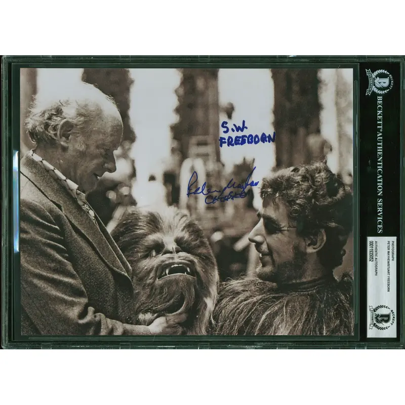 Peter Mayhew & Stewart Freeborn Star Wars Authentic Signed 8x10 Photo BAS Slab 2