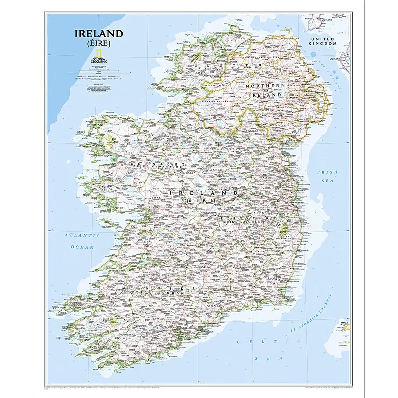 Map of IRELAND National Geographic Classic Edition 30x36 Wall Map Poster - NG Maps