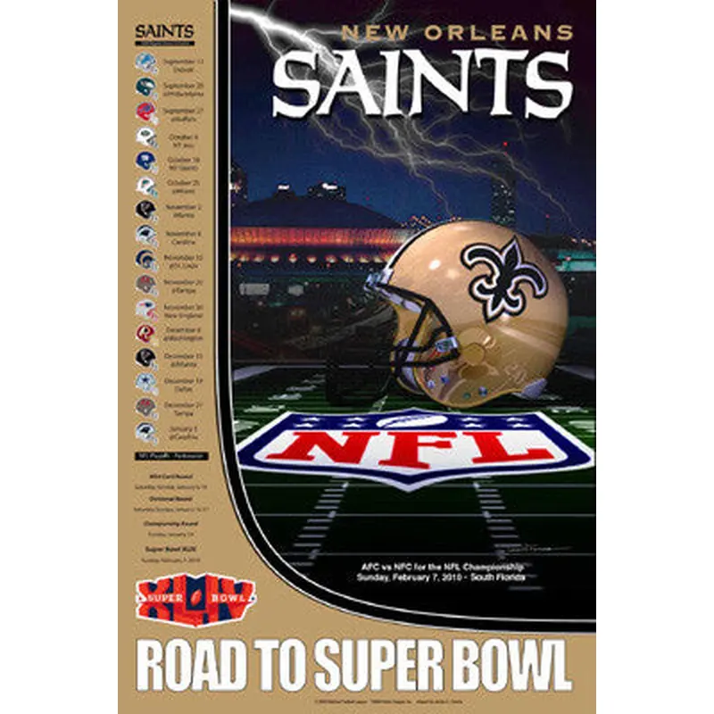 New Orleans Saints "Road to the Super Bowl" Poster - Action Images 2009