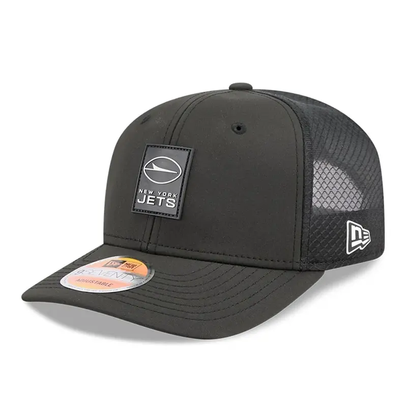 New York Jets NFL Sideline 2025 Black 9SEVENTY Trucker Stretch Snap Adjustable Cap