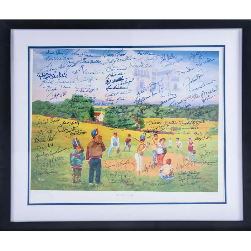 Magnificent Mickey Mantle Joe Dimaggio Hall Of Fame Signed Photo 60 Sigs JSA COA