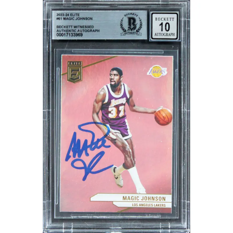 Lakers Magic Johnson Authentic Signed 2023 Elite #61 Card Auto 10! BAS Slabbed