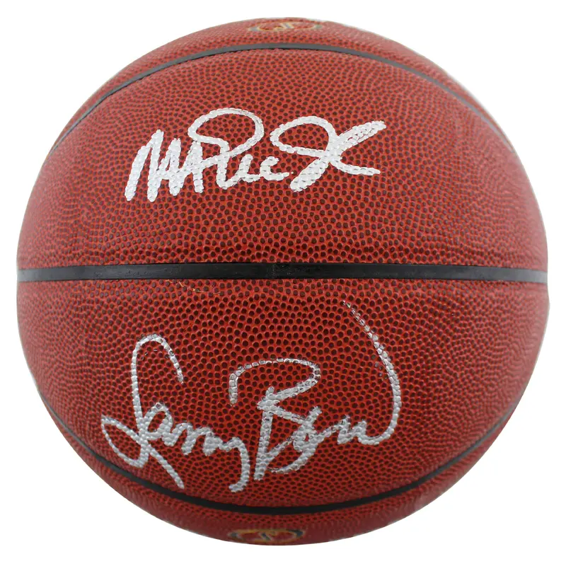 Magic Johnson & Larry Bird Authentic Signed Spalding Basketball BAS Witnessed