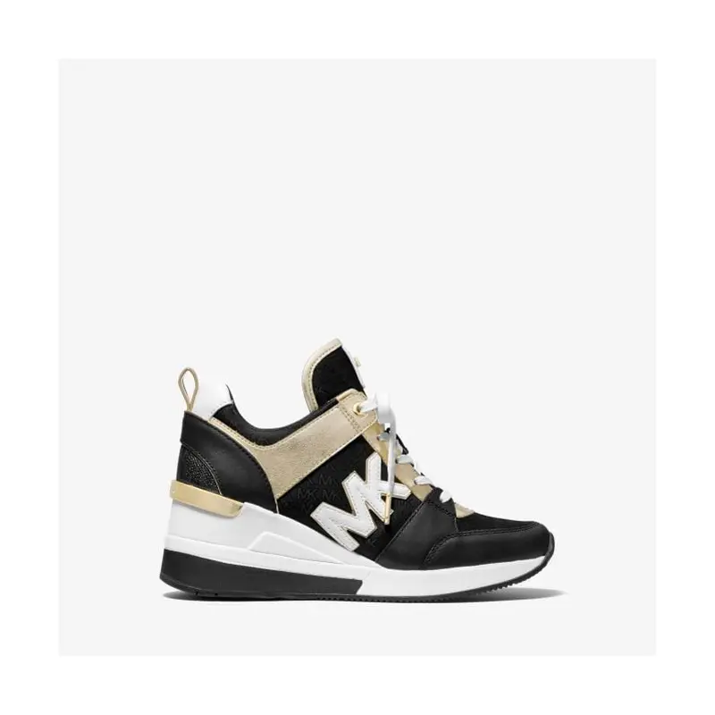 MICHAEL KORS WOMEN SHOES GEORGIE TRAINER BLK/GOLD 43F1GEFS1L BLACK