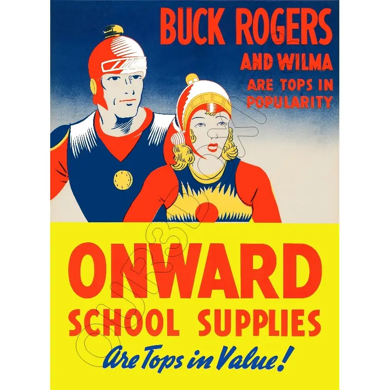 1940 Buck Rogers Store Counter Standup Sign - Onward School Supplies - 2608