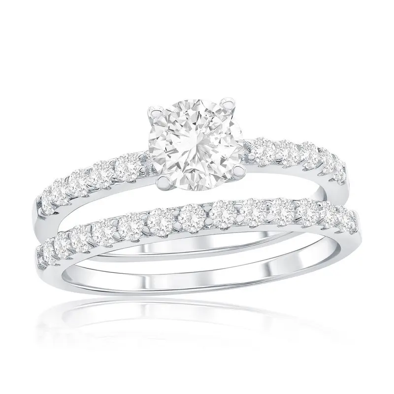 Sterling Silver, 6mm Round Solitaire CZ 2-PC Engagement Ring