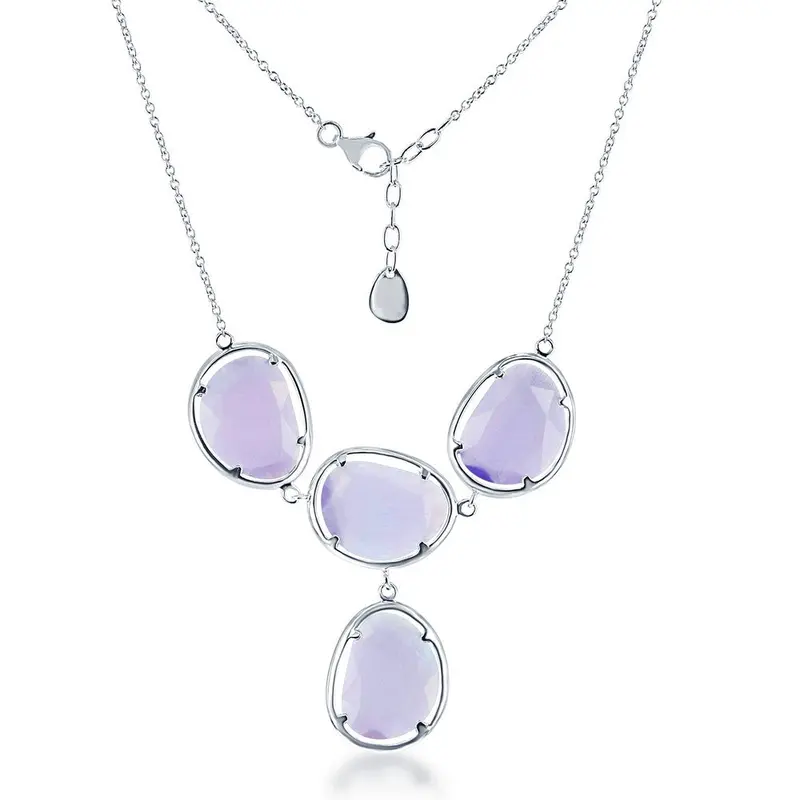 Sterling Silver Light Violet Cat?s Eye Necklace