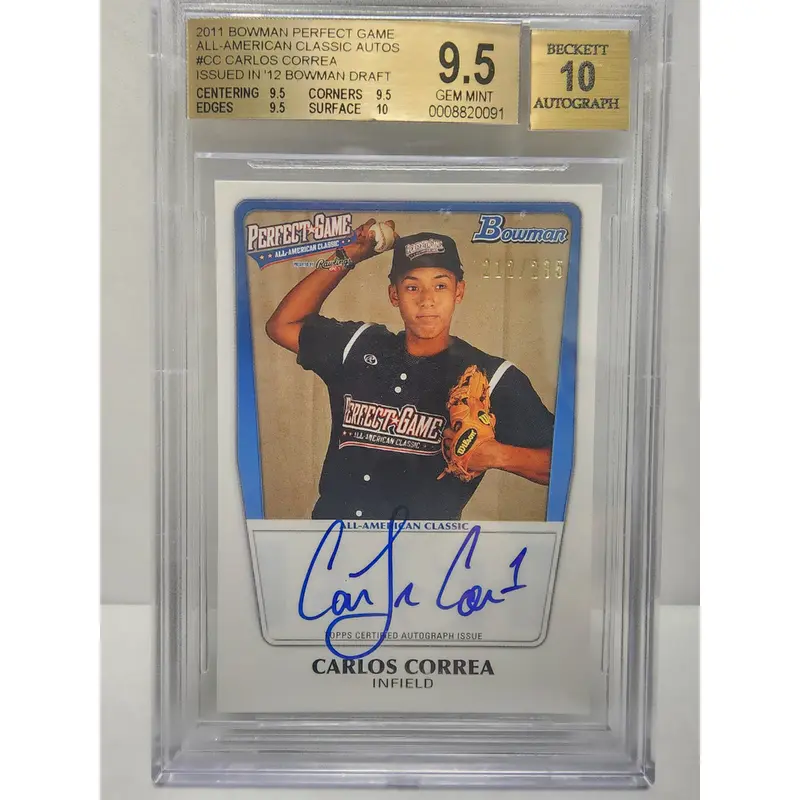 Carlos Correa 2011 Bowman Perfect Game Auto #212/235 BGS 9.5 Auto 10