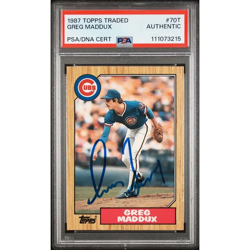 Cubs Greg Maddux Authentic Signed 1987 Topps Traded #70T Rookie Card PSA Slabbed
