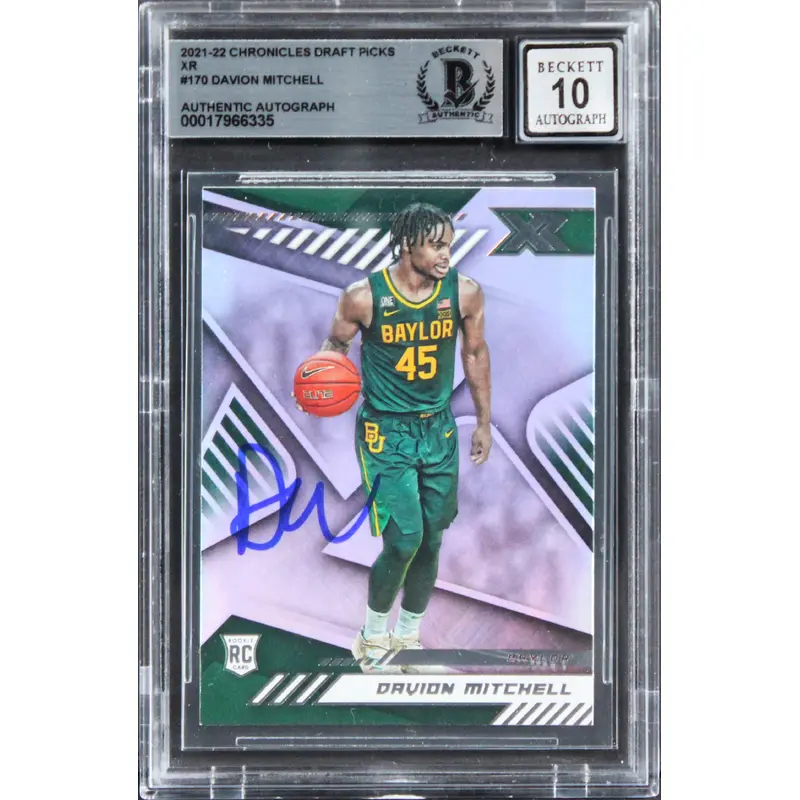 Davion Mitchell Signed 2021 Chronicles DP XR #170 Rookie Card Auto 10! BAS Slab