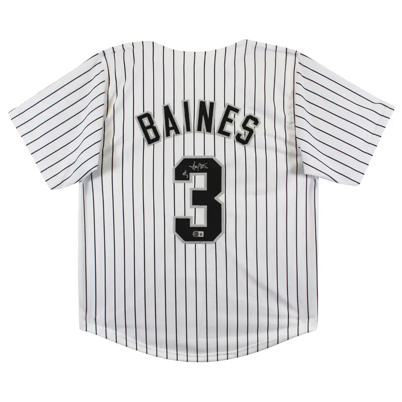 Harold Baines Authentic Signed White Pro Style Jersey Autographed BAS Witnessed