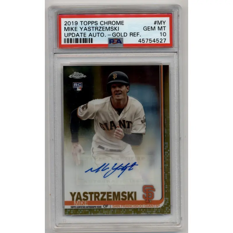 Mike Yastrzemski 2019 Topps Chrome Update Gold Refractor Auto 10/50 PSA 10 Gem Mint