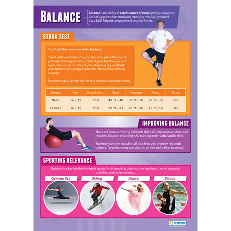 Physical Education BALANCE Professional Fitness Wall Chart Poster - Posterfit