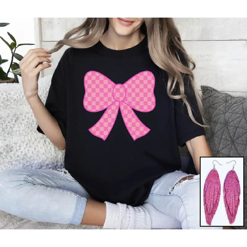 Pink Checkered Bow