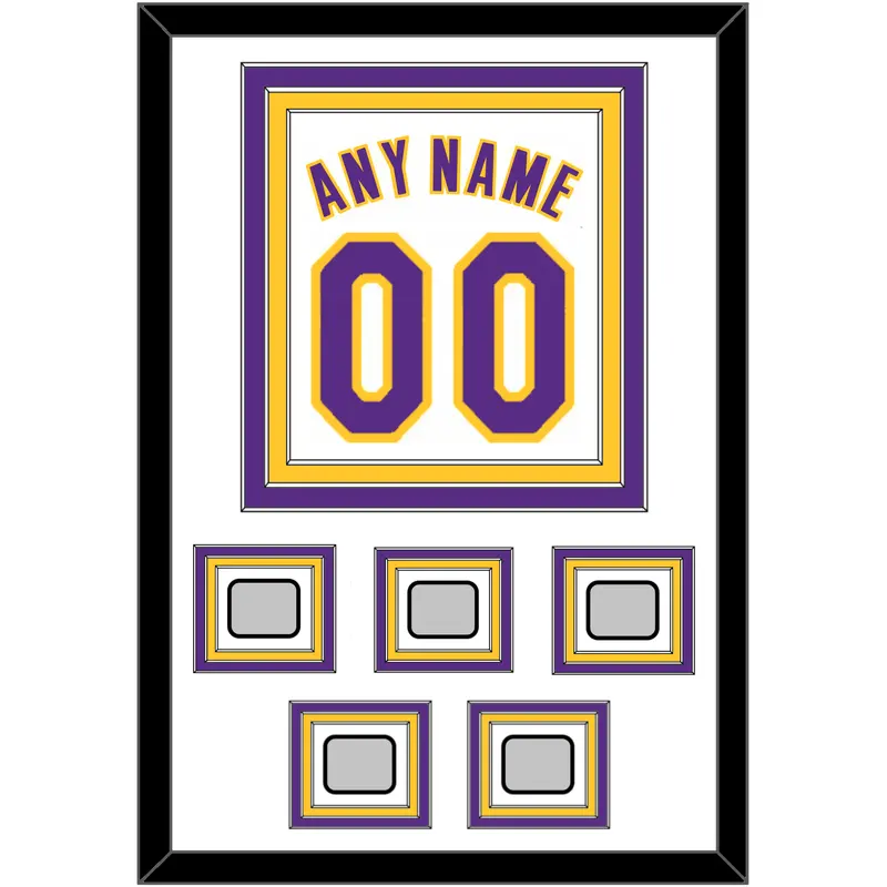 Los Angeles Name & Number With 5 Trophy Patches - Alternate White (2002-2018) - Triple Mat 1