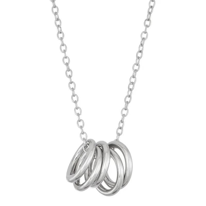 Sterling Silver Multiple Rings Necklace
