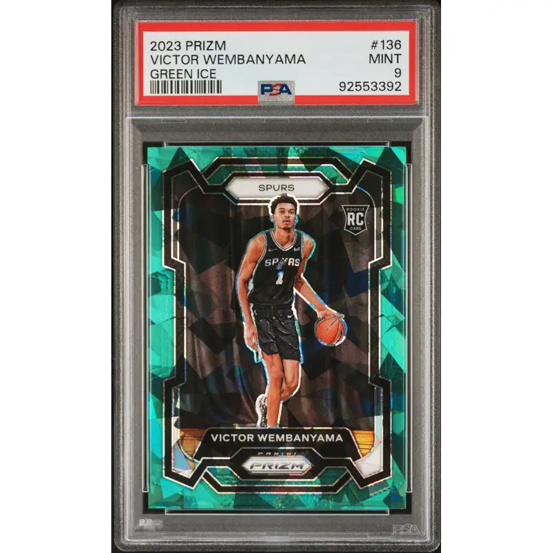 Victor Wembanyama 2023 Panini Prizm #136 Green Ice PSA 9 Mint 3392