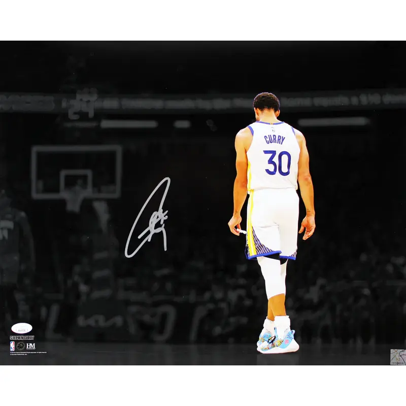 Warriors Stephen Curry Authentic Signed 16x20 Horizontal Spotlight Photo JSA 3