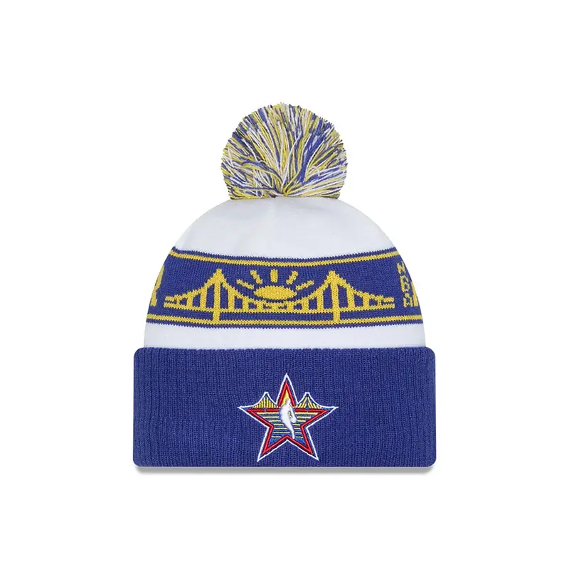 NBA All Star Game 2025 Logo White Bobble Knit Beanie Hat