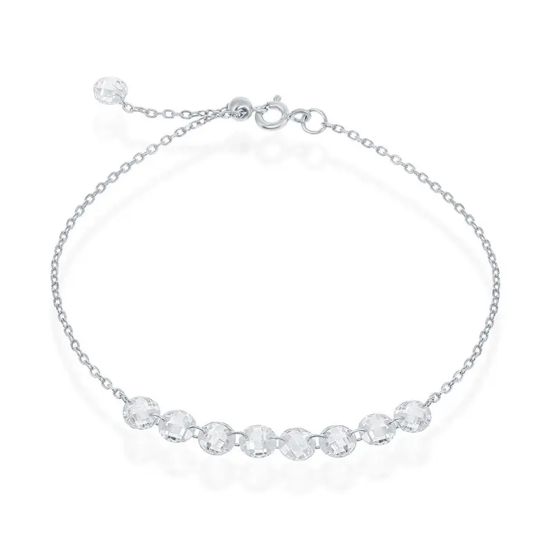 Sterling Silver, Linked Cubic Zirconia Bracelet