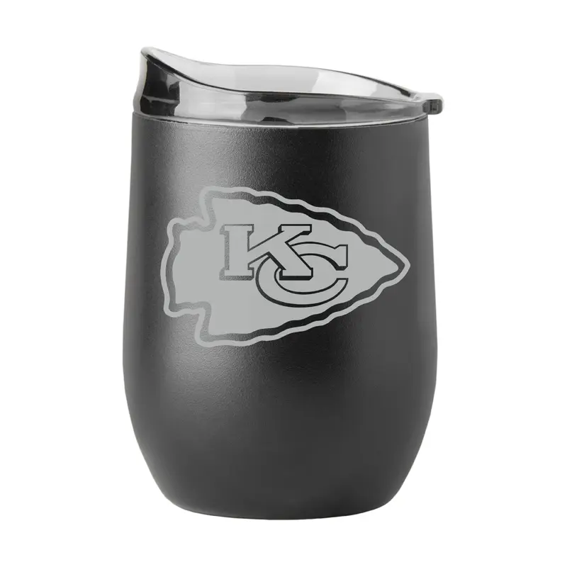Kansas City Chiefs GunMetal 16oz Black Powder Curved Beverage