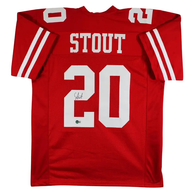 Upton Stout Authentic Signed Red Pro Style Jersey Autographed BAS