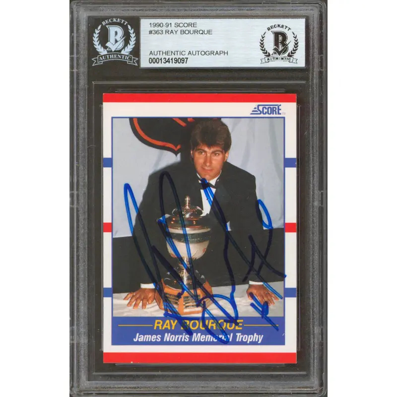 Bruins Ray Bourque Authentic Signed 1990 Score #363 Card Autographed BAS Slabbed
