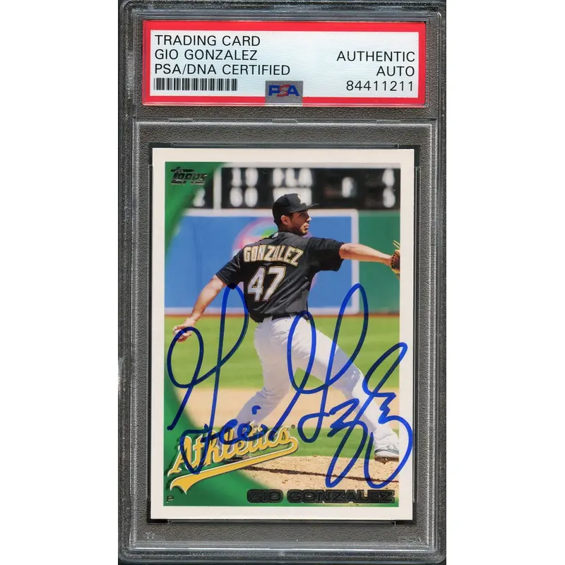 2010 Topps #217 Gio Gonzalez Signed Card PSA Slabbed Auto Grade 10 A's