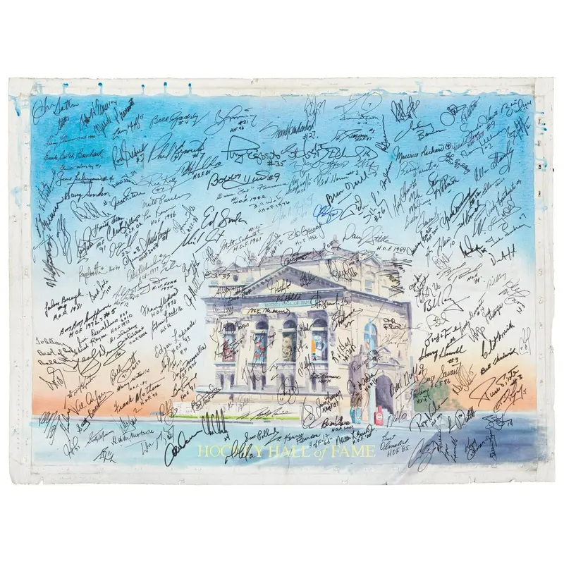 Beautiful NHL Hockey Hall Of Fame Signed Original 31x42 Art 195 Sigs! Beckett
