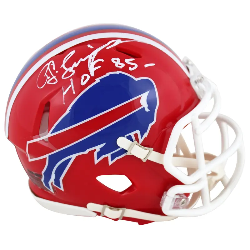 Bills O.J. Simpson "HOF 85" Signed 1987-01 TB Speed Mini Helmet JSA Witness