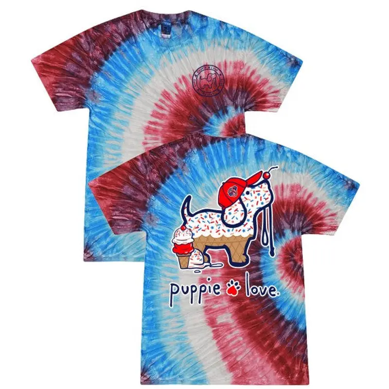 Jacksonville Jumbo Shrimp Puppie Love Youth Ice Cream Tie Dye Tee